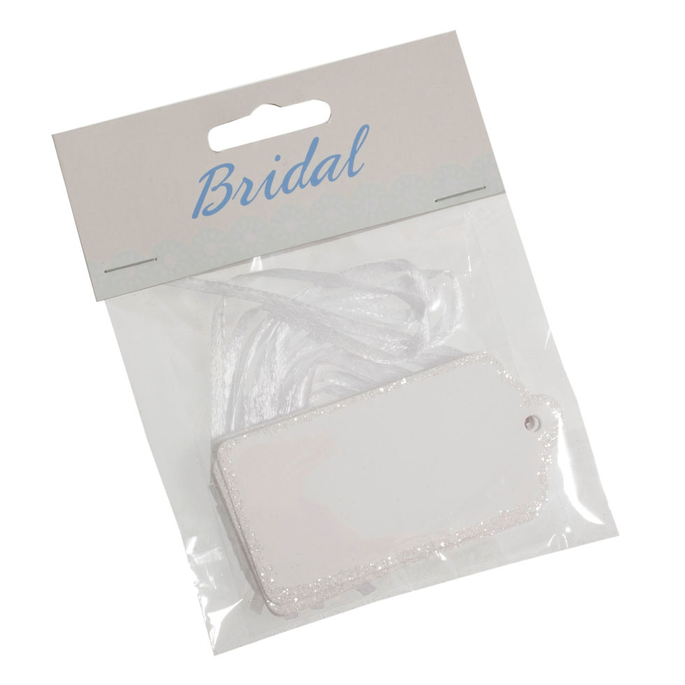 Tags: Rectangular with Ribbon: 60mm: Pack of 10: White By Occasions - Craftmania Stock Photo 1