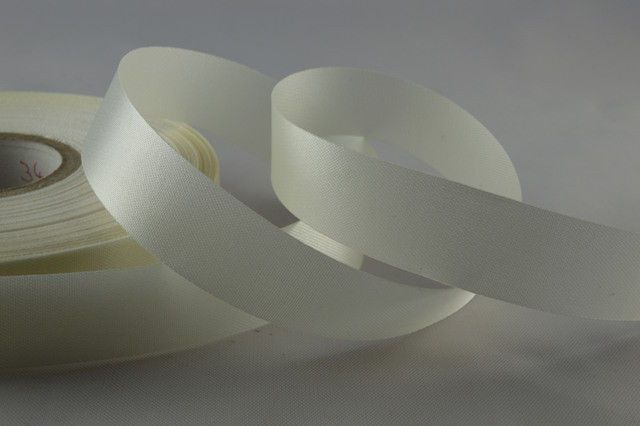 White - Cut edge Single Sided Polyester satin - 120mm x 25mtrs - Craftmania Stock Photo 1