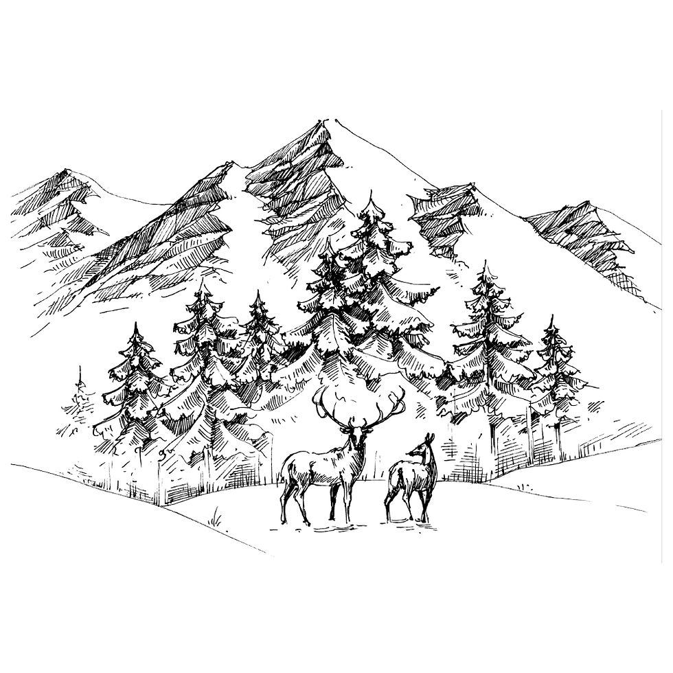 Deer Mountain Scene - Two Jays Stamp Co. - Clear Stamp