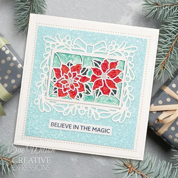 Thumbnail: Festive Stained Glass poinsettia - Craft Die By Sue Wilson - Craftmania Stock Photo 4