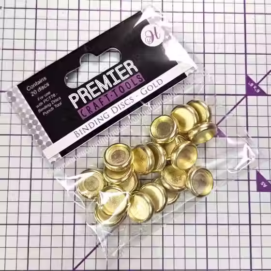 Premier Craft Tools - Binding Discs - Gold -  By Hunkydory - Craftmania Stock Photo