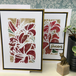 Stippled Stencils - Golden Lilies - On White