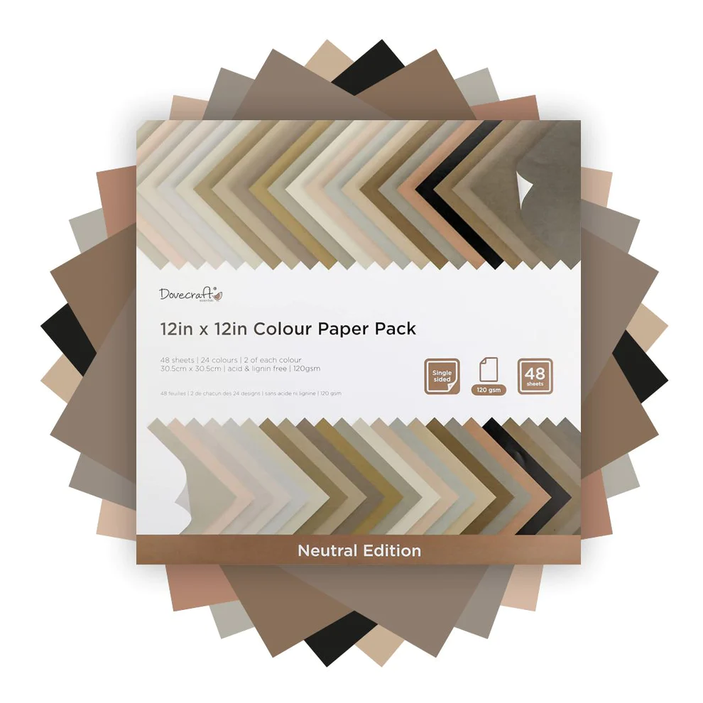 12in x 12in - Coloured Paper Pack - Neutral Edition By Dovecraft - Craftmania Stock Photo 1