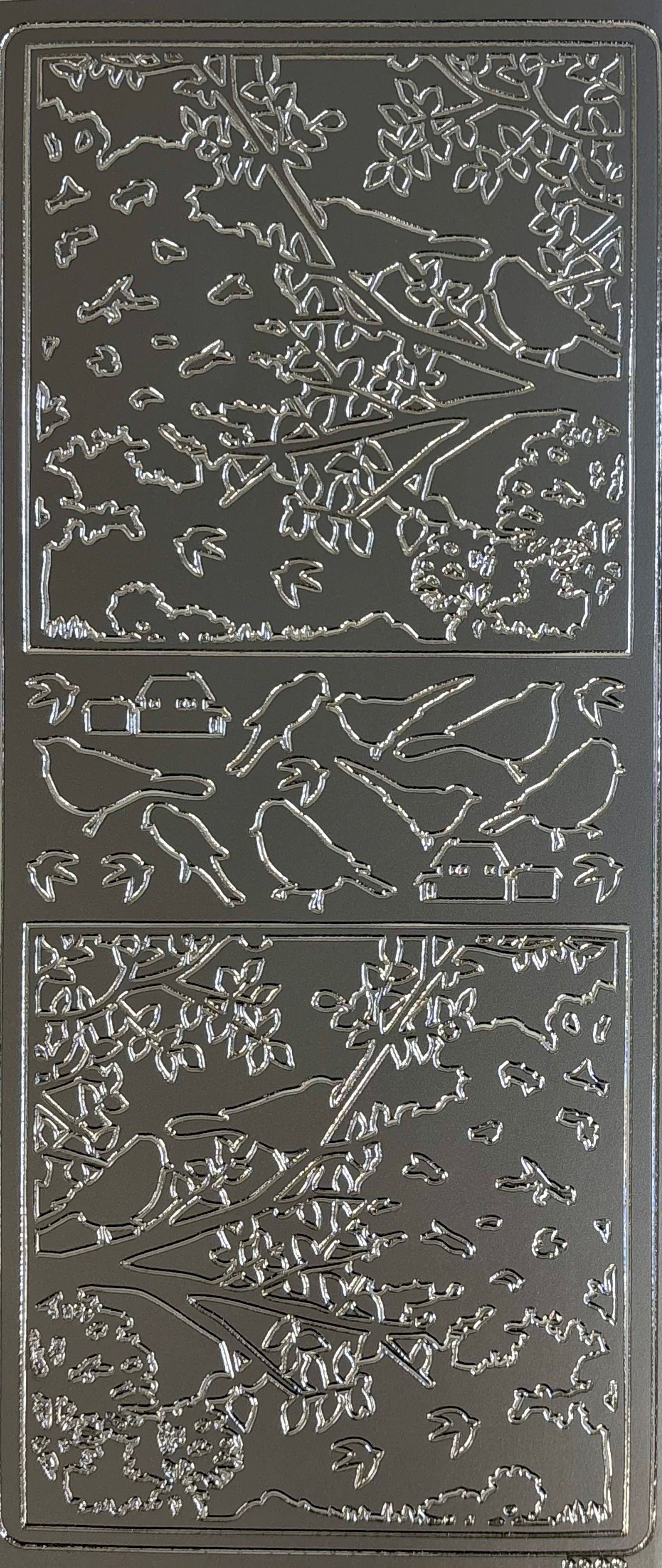 Birds In Branches - Silver - Peel Off - Craftmania Stock Photo 1