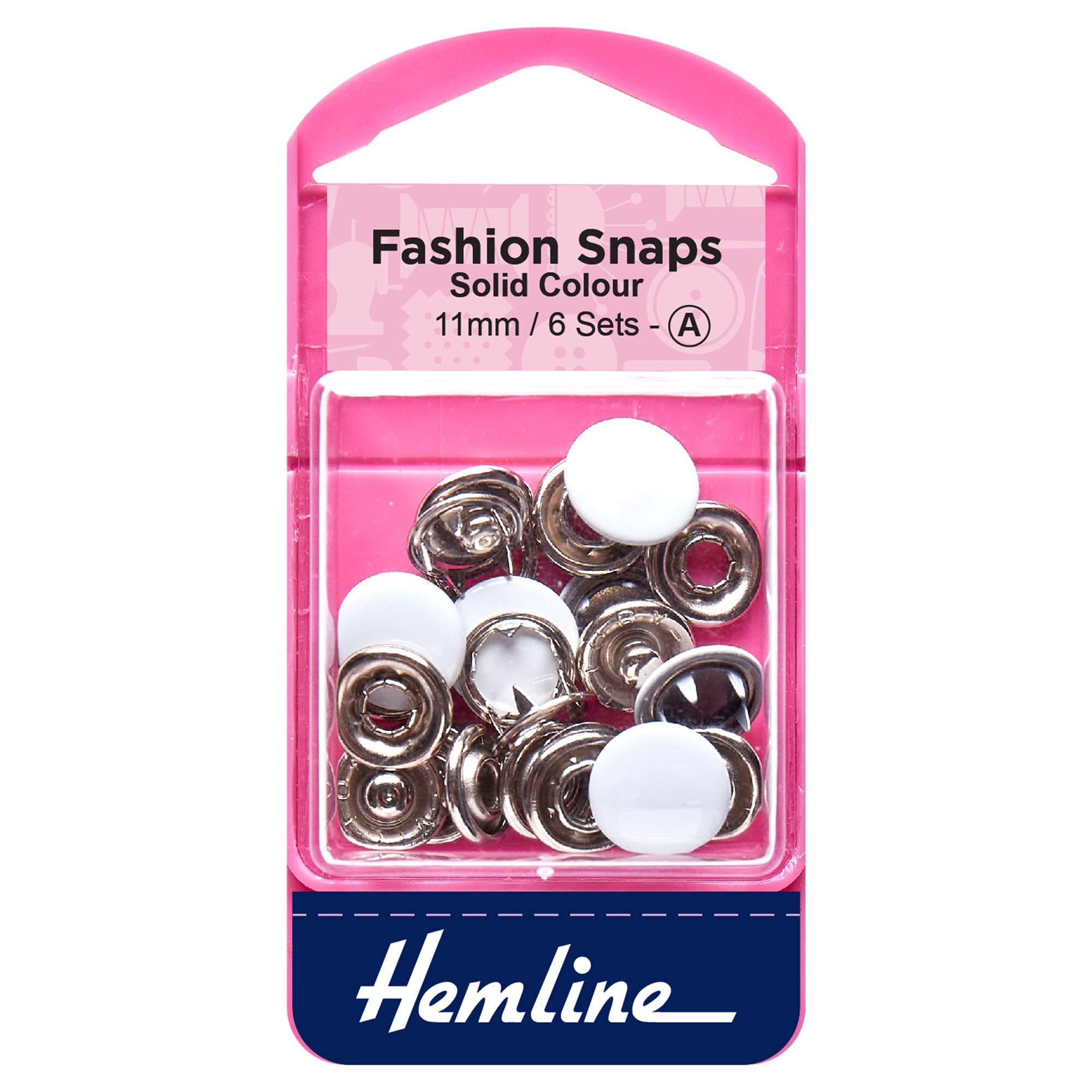 Snap Fasteners - Solid Top -11mm: White By Hemline - Craftmania Stock Photo 1