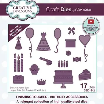 Birthday Accessories Craft Die - Finishing Touches by Sue Wilson - Craftmania Stock Photo 1