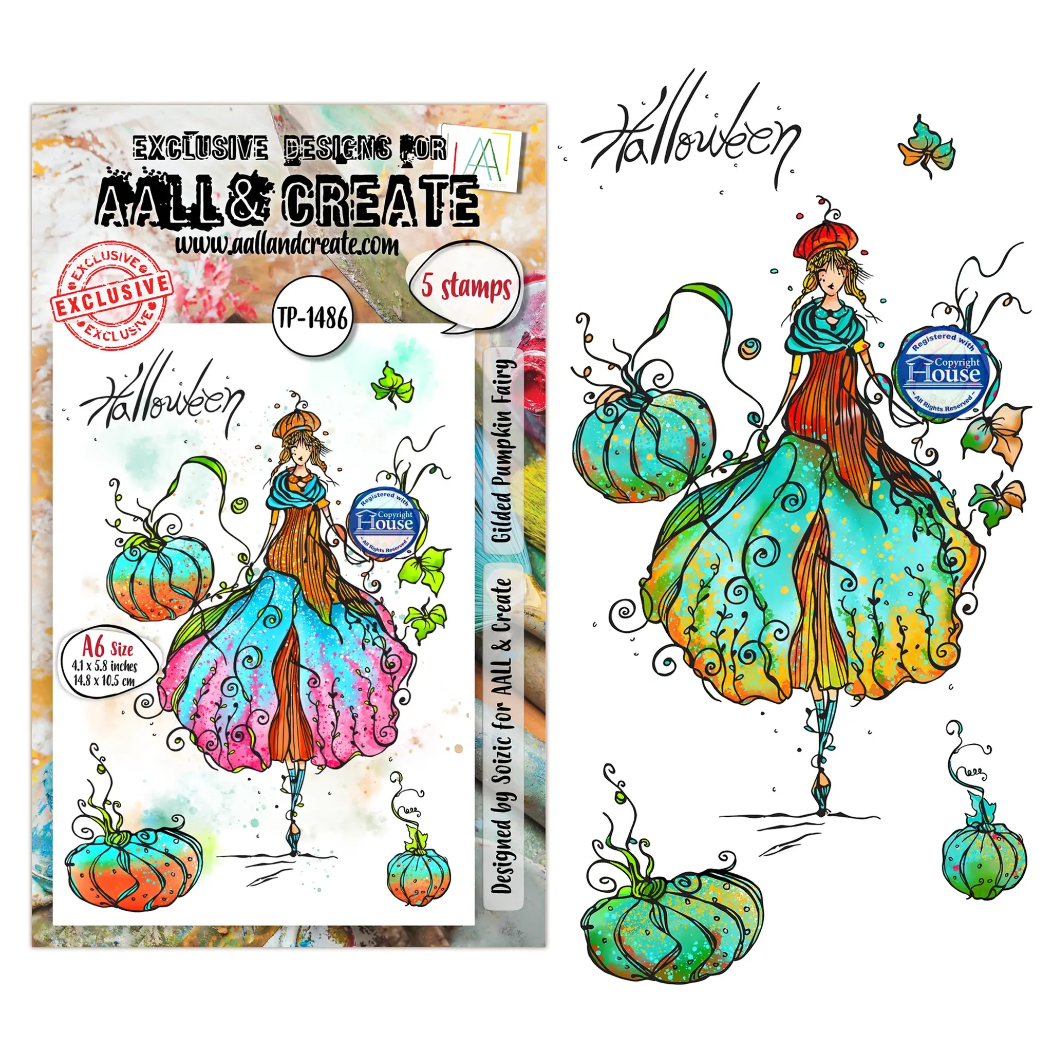 Gilded Pumpkin Fairy - A6 Stamp Set By AALL & Create - Craftmania Stock Photo 1