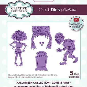 Zombie Party - Halloween Craft Die By Sue Wilson