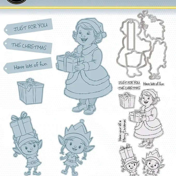 Mrs Christmas & Elves Stamp & Die Set - The Cuddly Clan by Jamie Rodgers Crafts - Craftmania Stock Photo 1