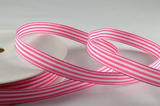 Pink Stripe Ribbon - 5mm x 25mtr Reel - Craftmania Stock Photo 1