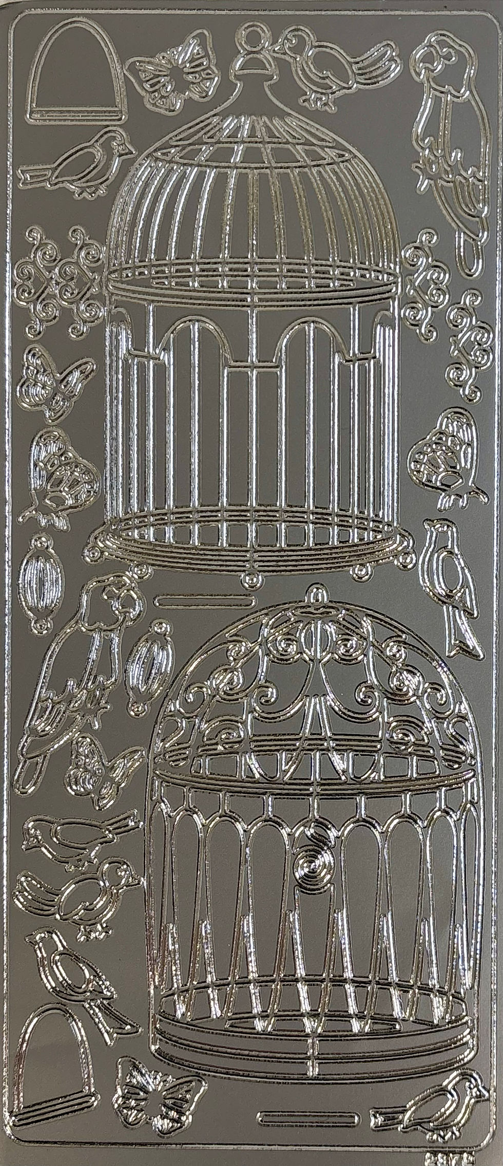 Bird Cage and Birds - Silver - Peel Off - Craftmania Stock Photo 1