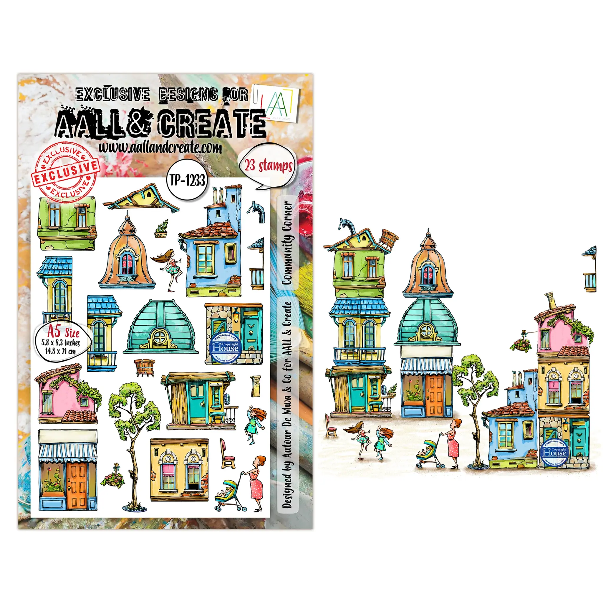 Community Corner - A7 Stamp Set By AALL & Create - Craftmania Stock Photo1 - Craftmania Stock Photo1