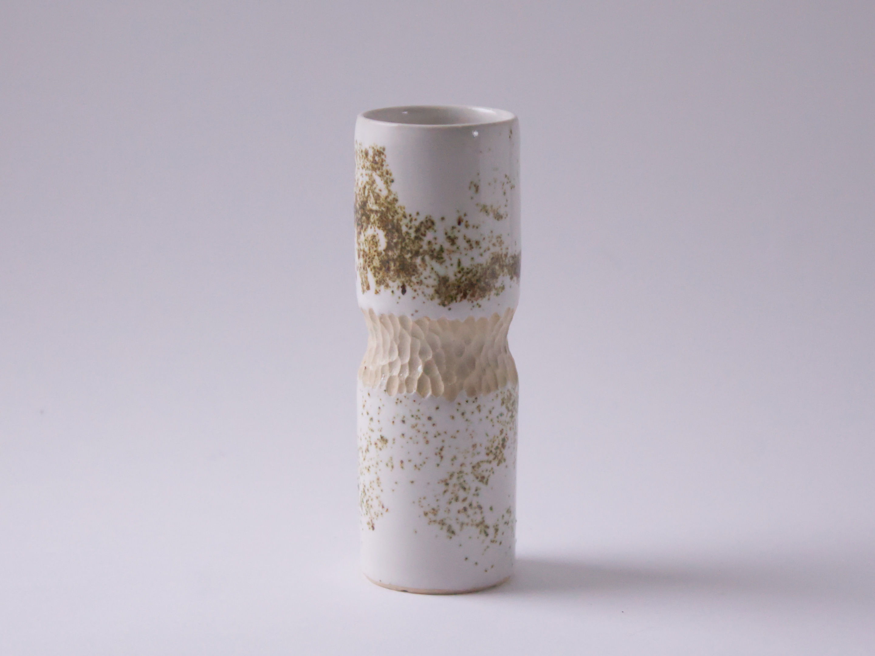 Stoneware vase with iron speckle effect glaze