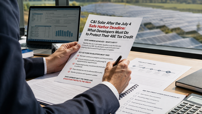 C&I Solar After the July 4 Safe Harbor Deadline: What Developers Must Do to Protect Their 48E Tax Credit Top of Form