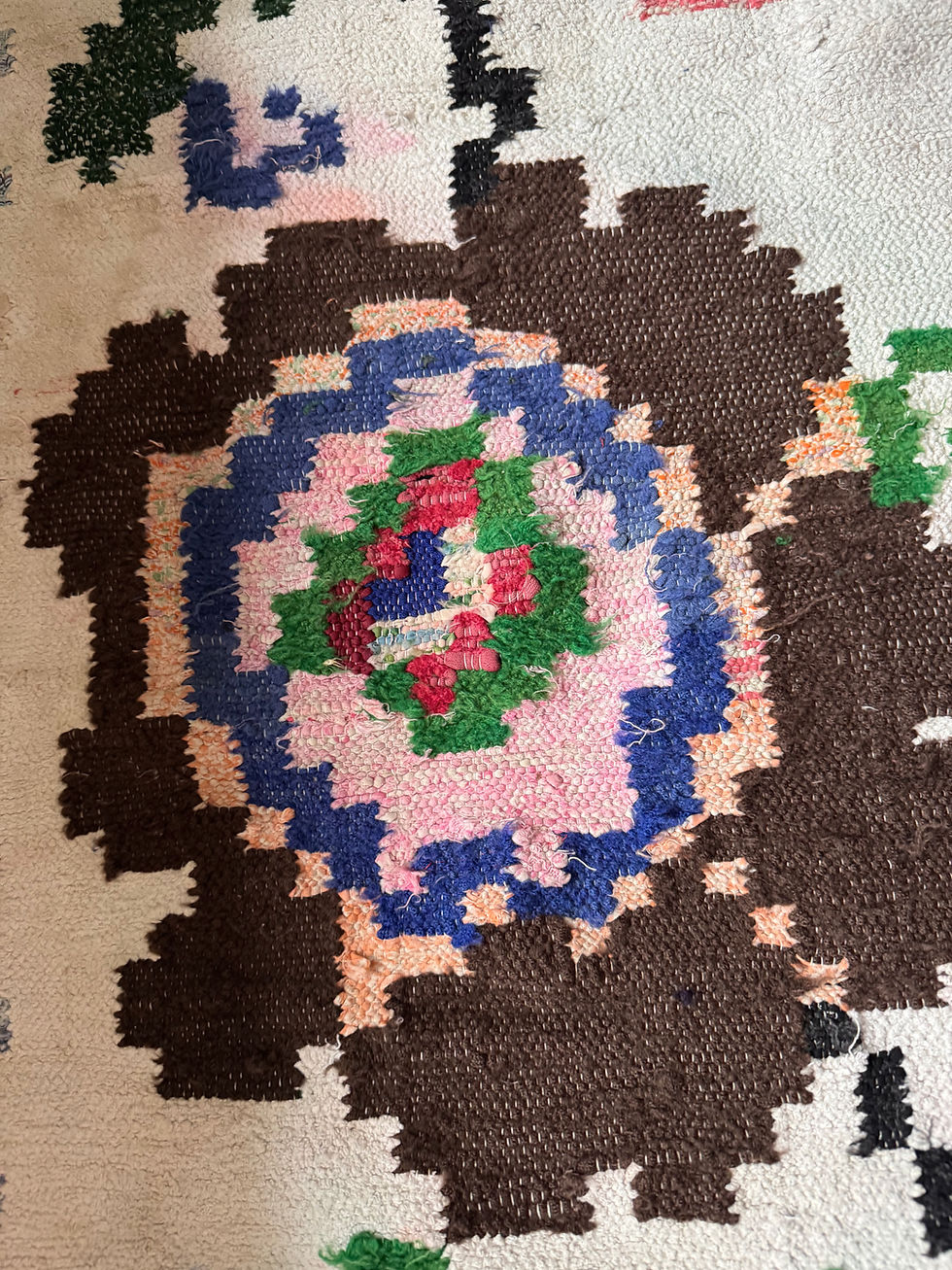 Thumbnail:  Long white runner carpet made by hand 