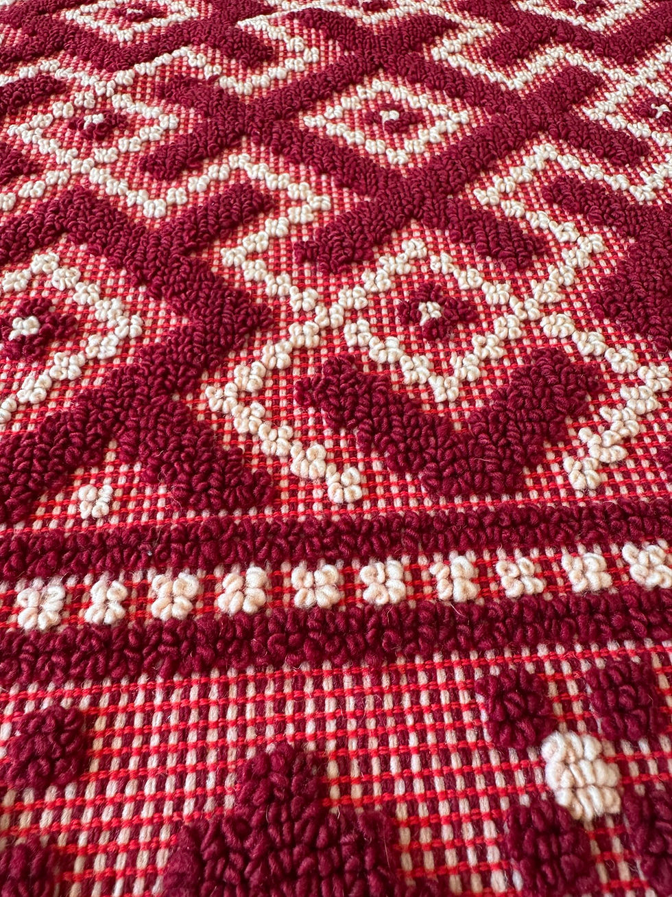 Thumbnail: Burgundy and white 3D wool carpet 