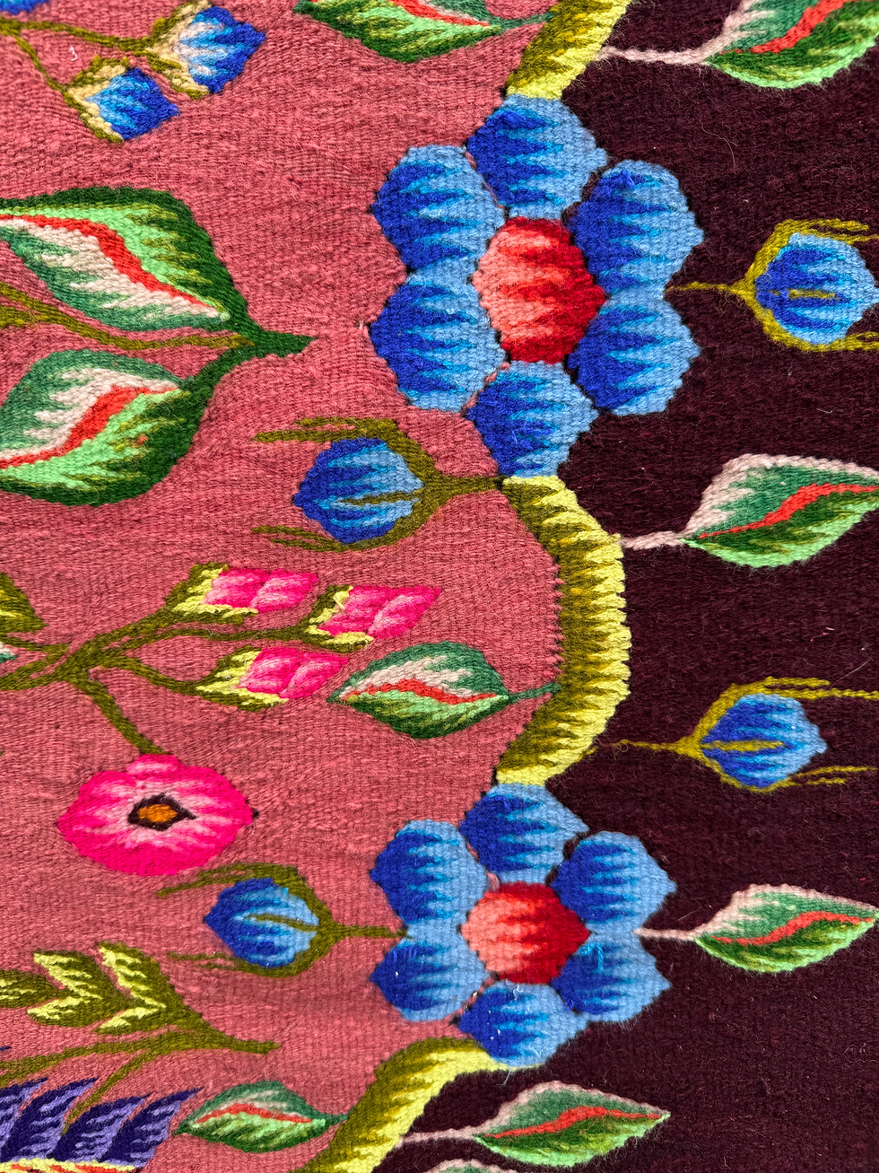 Thumbnail: Floral Oltenia handmade carpet salmon and burgundy background 