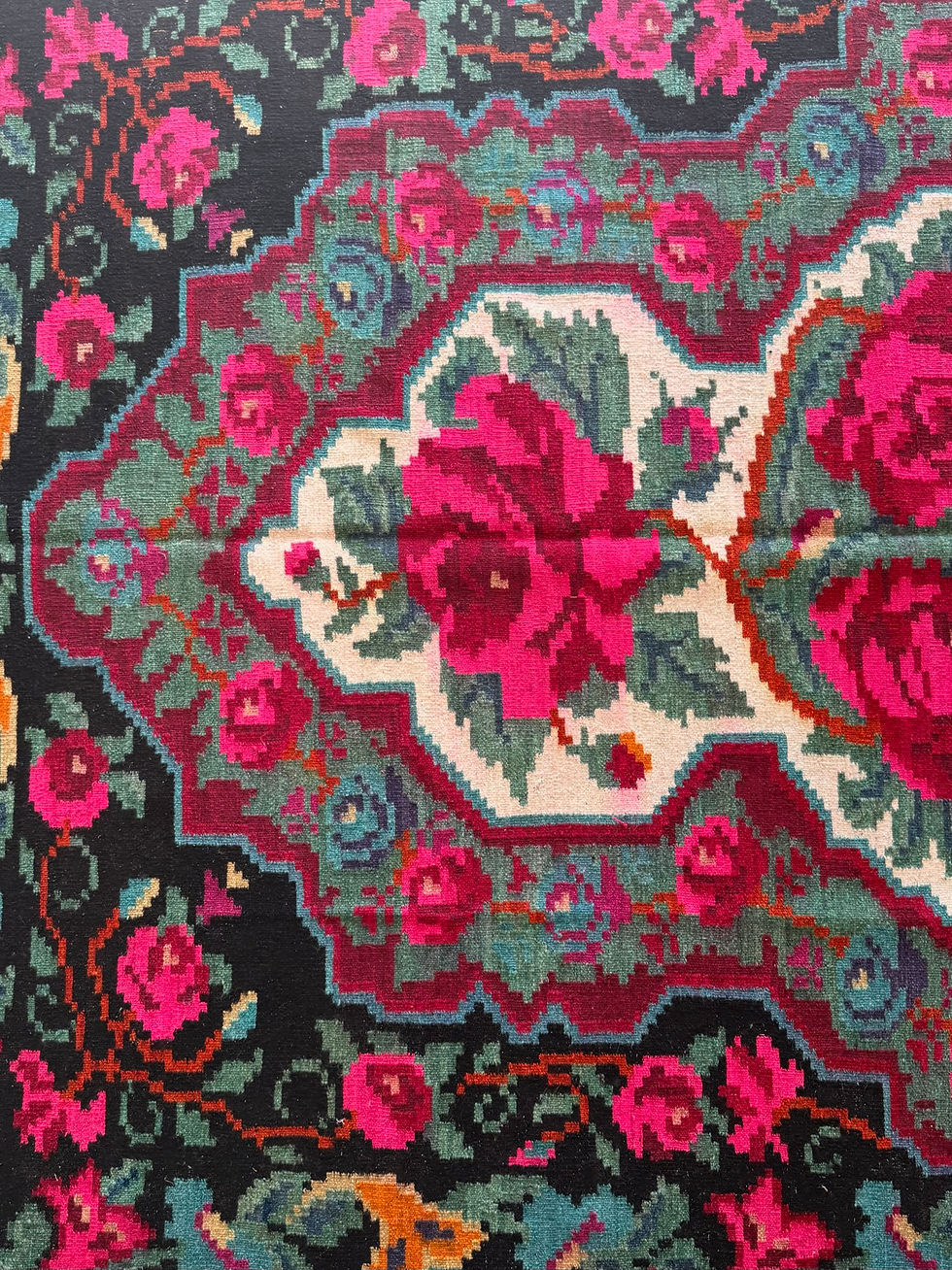 Miniature : 300x200 Antique Bessarabian Handmade Wool Rug – Unique Floral Folk Art Textile