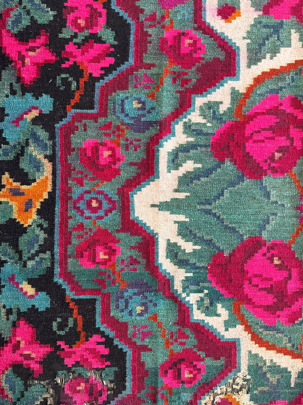 Miniature : 300x200 Antique Bessarabian Handmade Wool Rug – Unique Floral Folk Art Textile