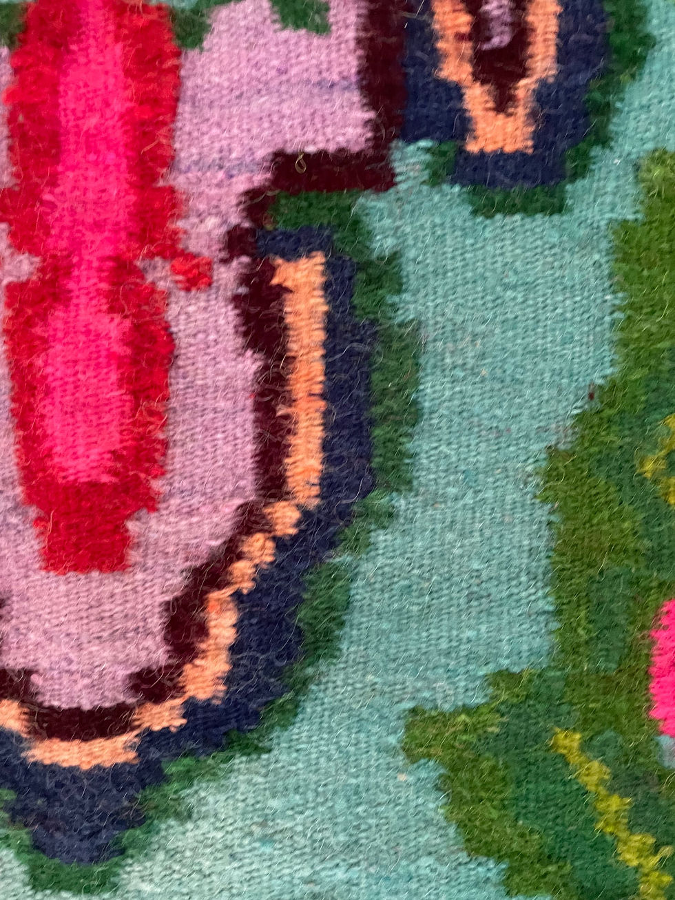 Thumbnail: Large superb Romanian rug with amazing bohemian floral design, turquoise, purple