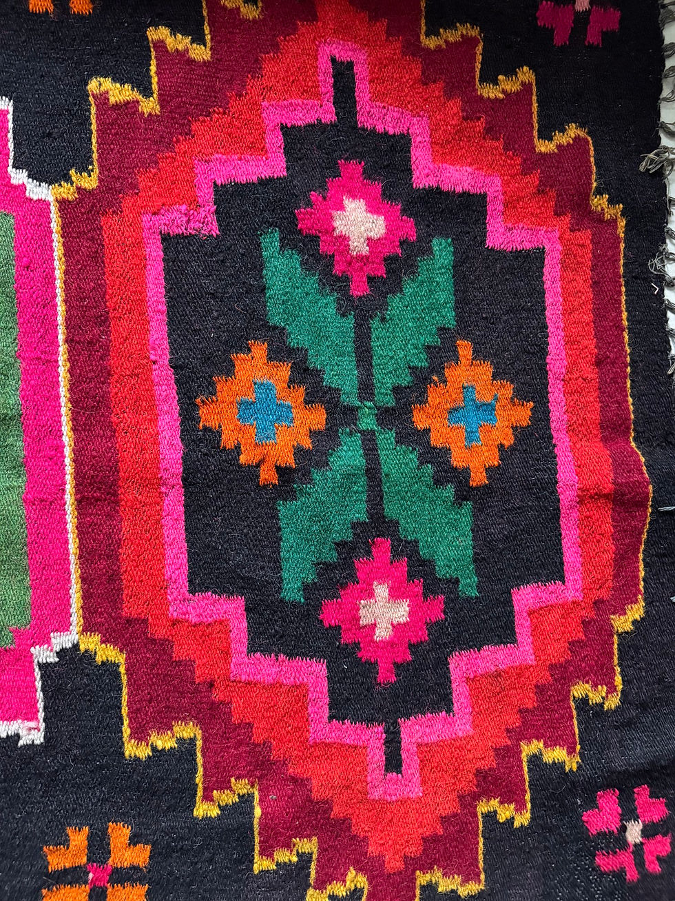 Thumbnail: Wool Romanian Rug with Geometric Pattern