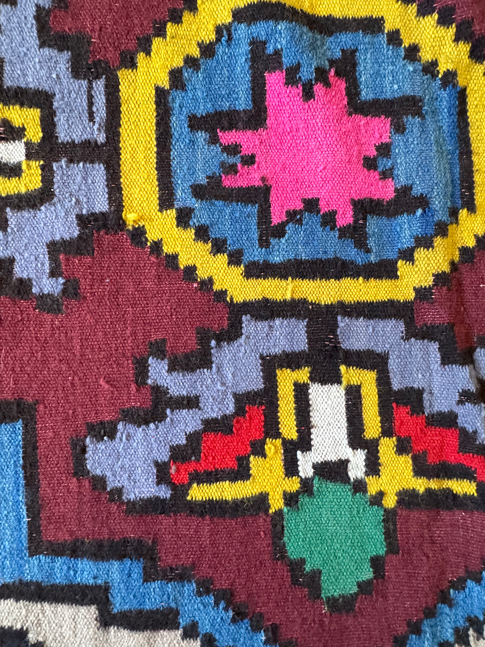 Miniature : Wool runner rug made by hand Romanian rustic style