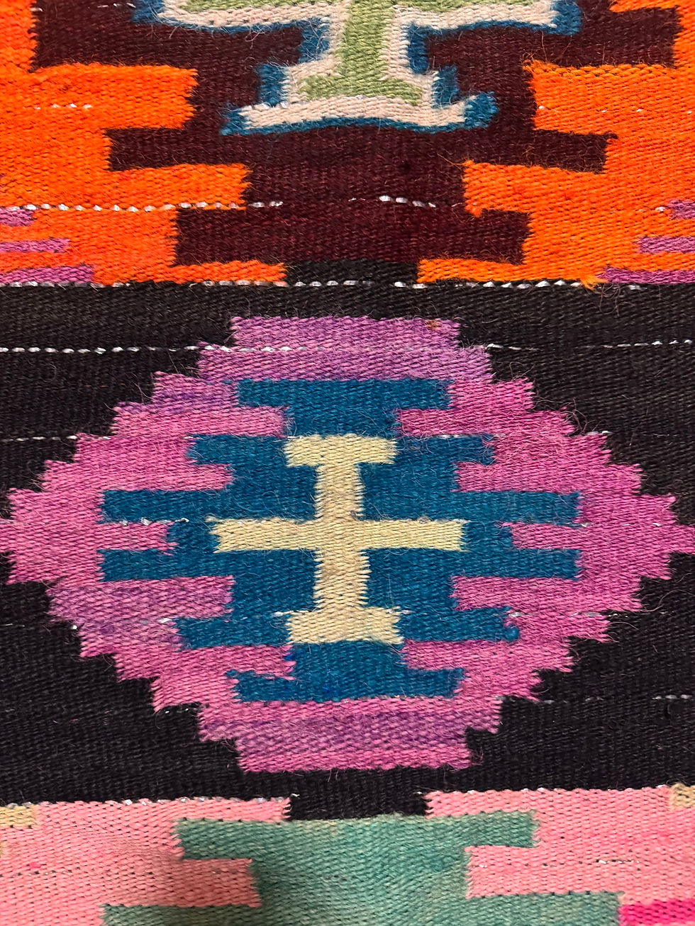 Thumbnail: Vintage Maramureş wool carpet  with geometric design