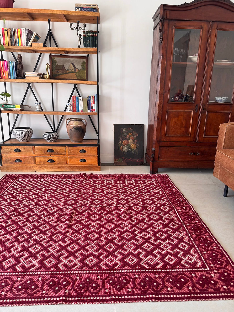 Thumbnail: Burgundy and white 3D wool carpet 