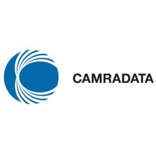 Camrdata logo: blue orb and text