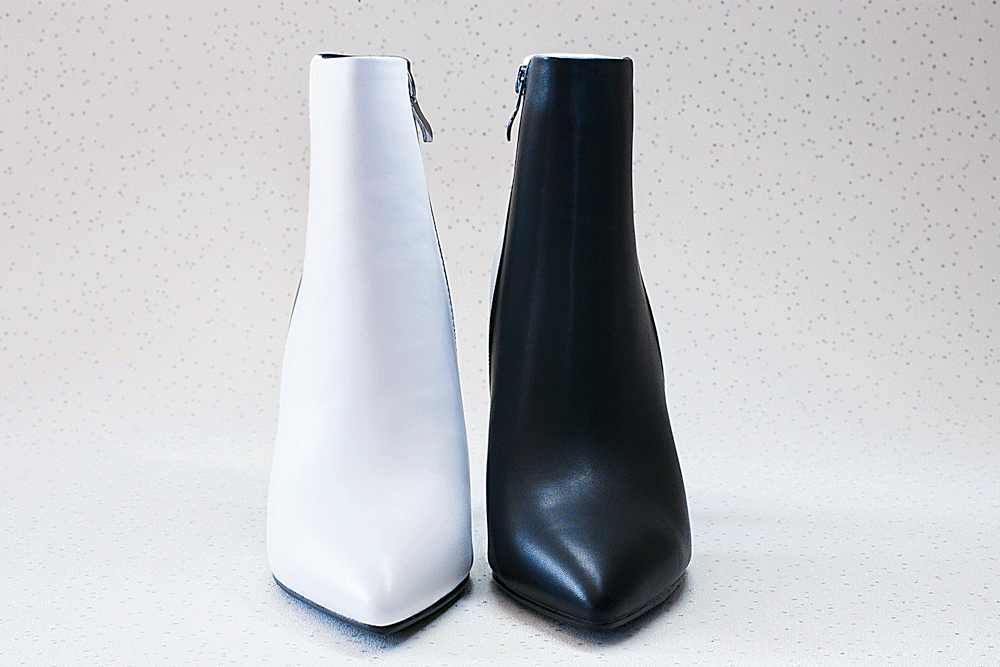 Mismatched ankle boots black and white b
