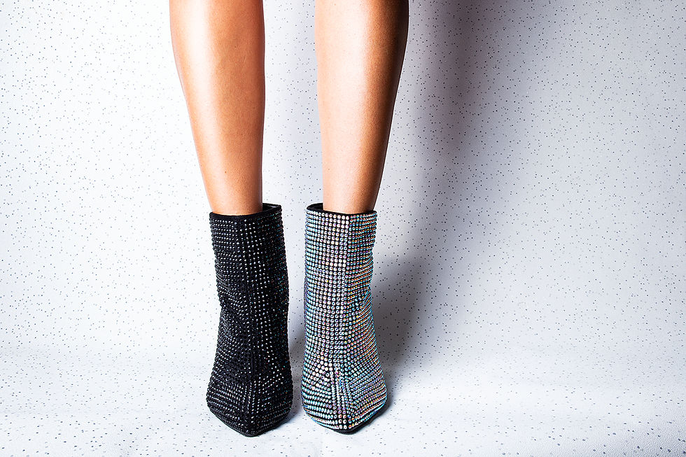 Thumbnail: ankle boots with mismatched rhinestones black and white