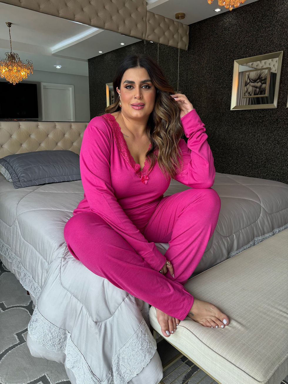 Miniatura: Pijama ribana inverno plus size