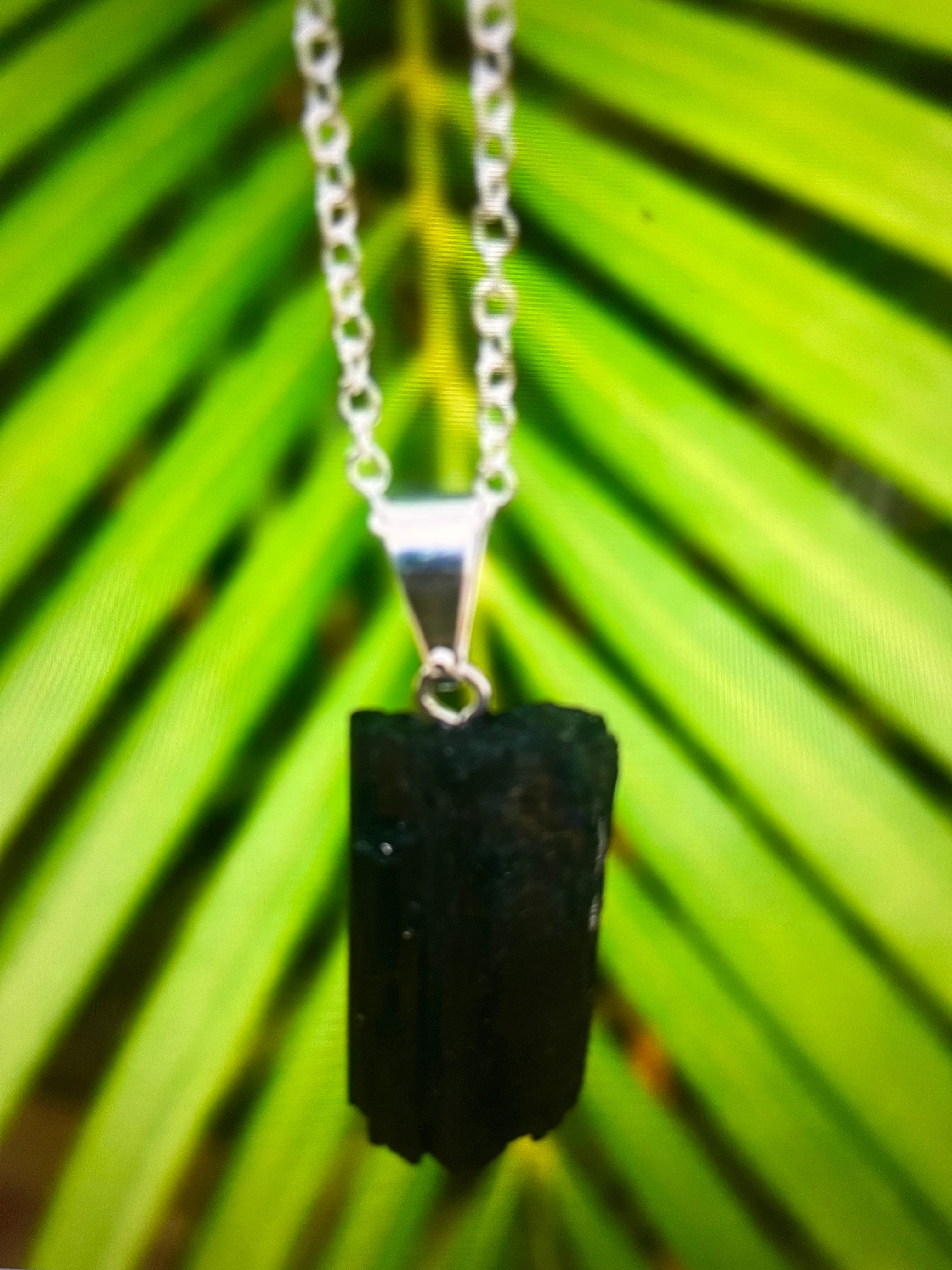 Black Tourmaline Rough Gemstone Necklace