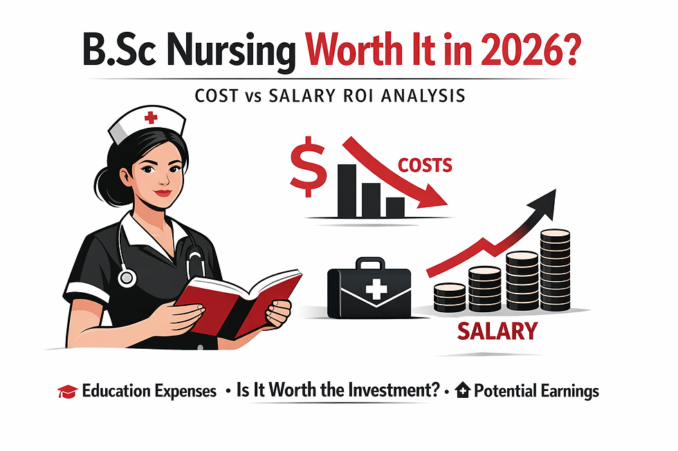 B.Sc Nursing Worth It in 2026 – cost vs salary ROI analysis showing nursing education expenses and future earnings growth