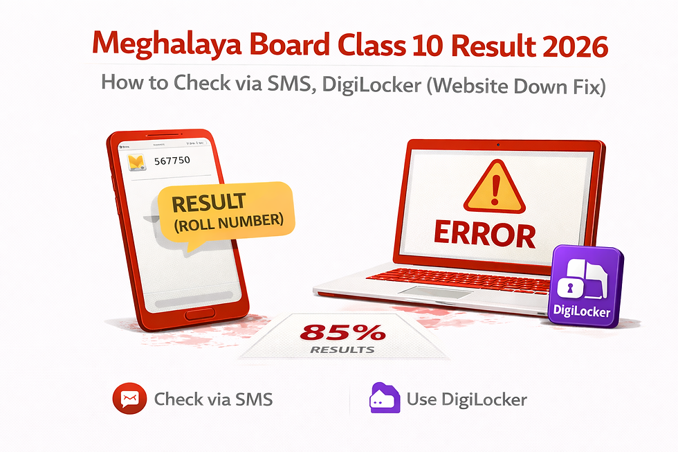 Meghalaya Board Class 10 Result 2026 check via SMS and DigiLocker with website down solution