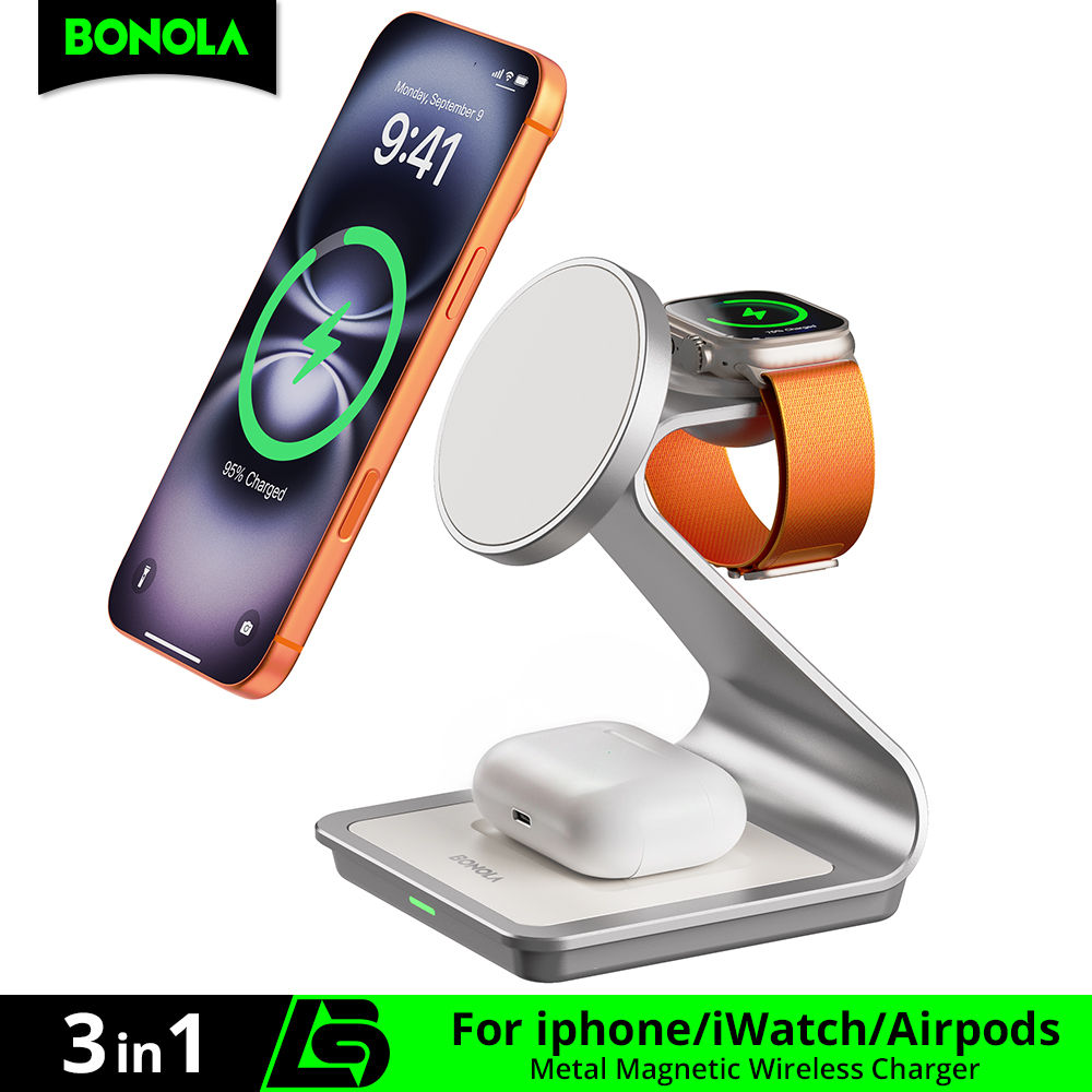 Bonola Magnetic 3 in 1 Wireless Charger for iPhone 17/16/15/13/14/12 30W Wireles