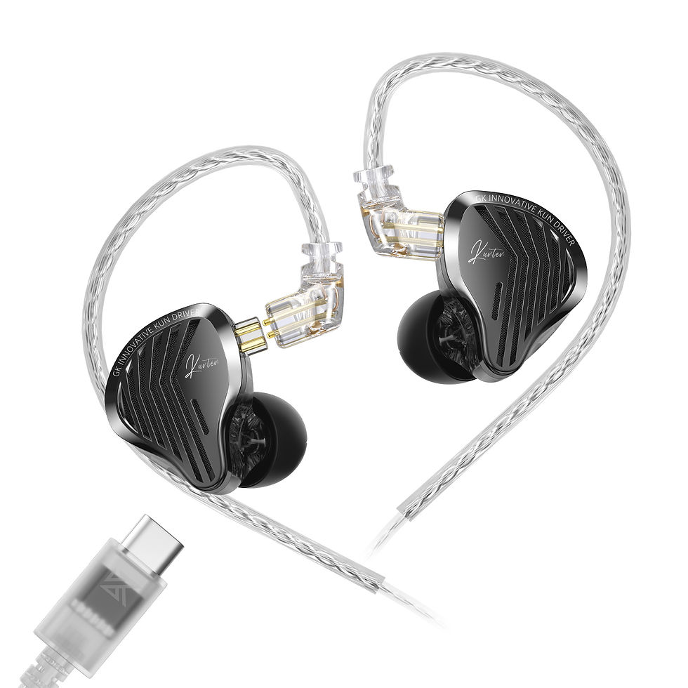 Thumbnail: GK KUNTEN Dynamic Drive Heavy Bass Earbuds HIFI Sports Metal Headphones Detachab