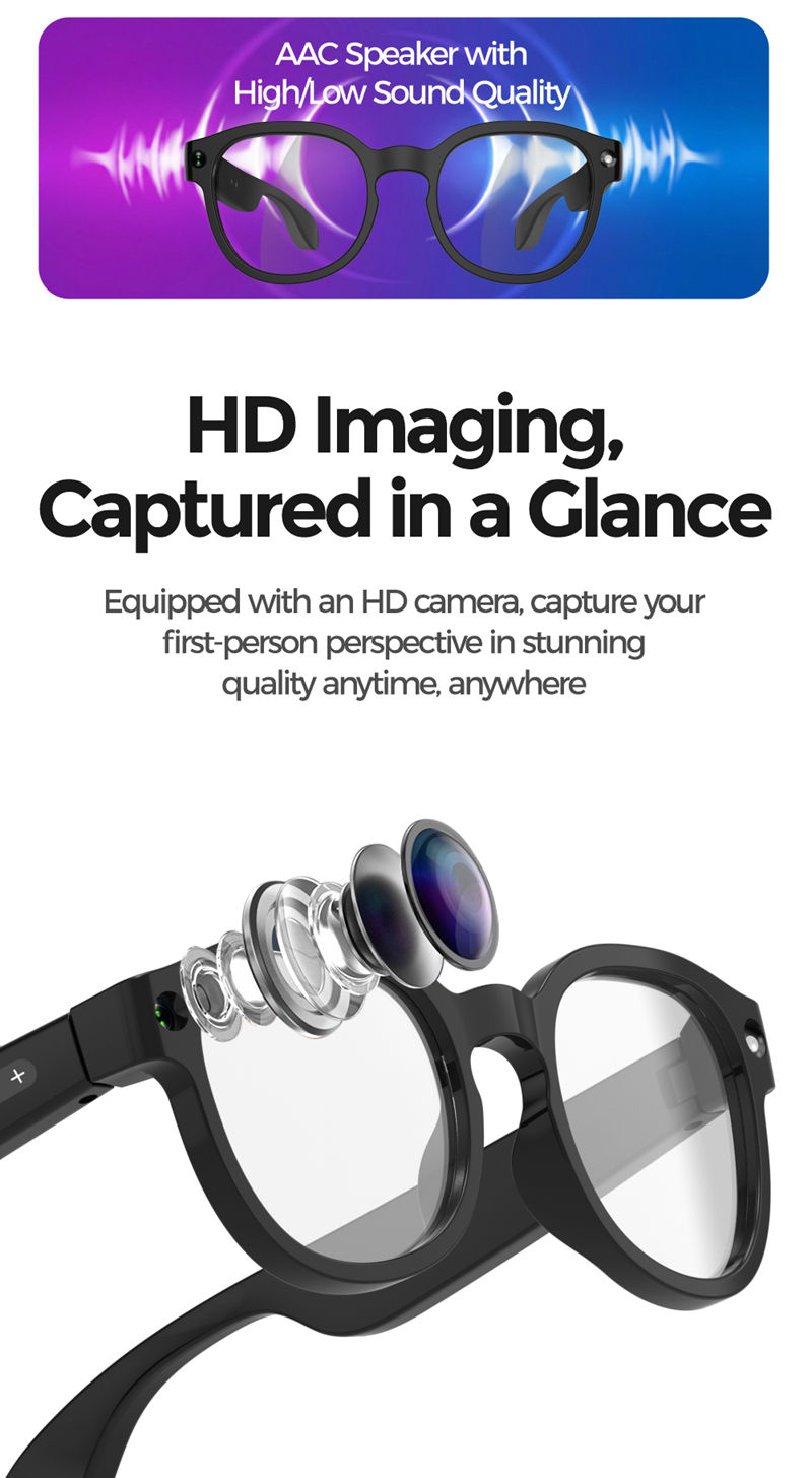Thumbnail: Xiaomi for Men Women Ai Smart Glasses 8MP 4k HD Camera Glasses AI Wake-up Blueto