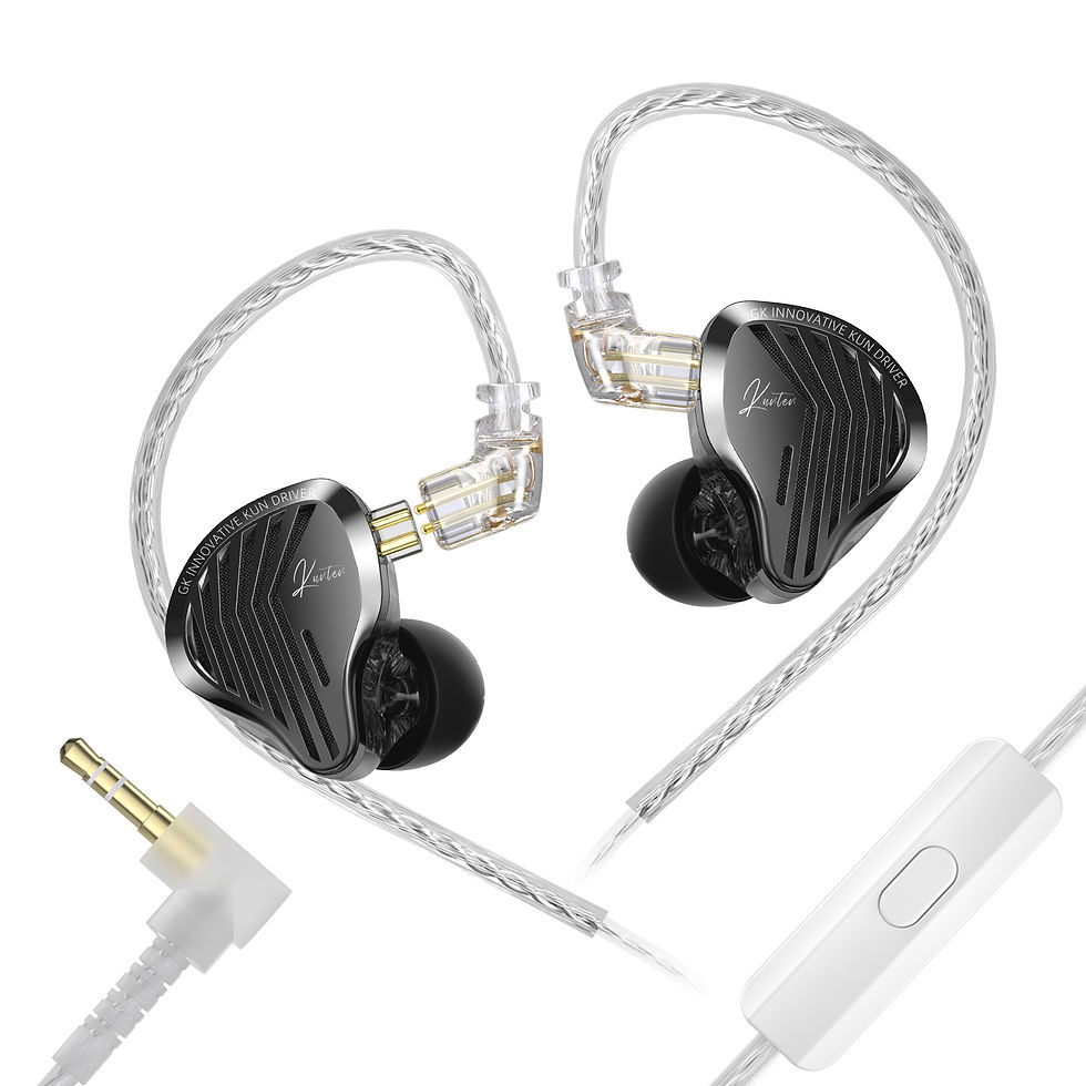 Thumbnail: GK KUNTEN Dynamic Drive Heavy Bass Earbuds HIFI Sports Metal Headphones Detachab
