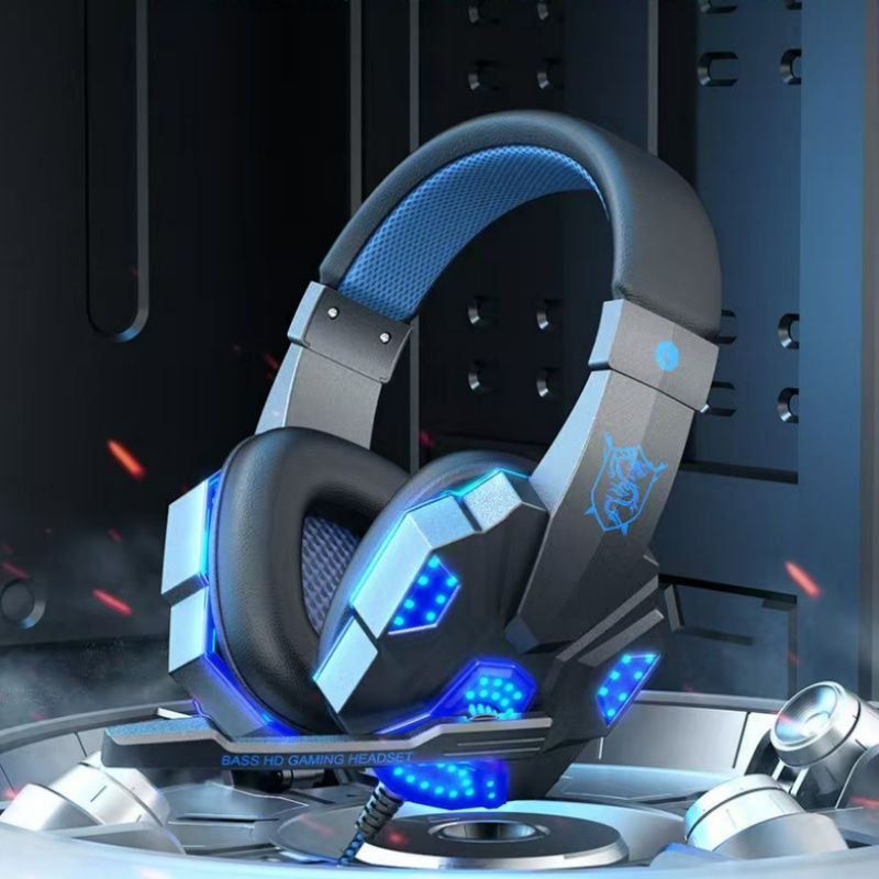 Thumbnail: HOMEFISH SY830MV RGB Gaming Headset with Microphone Over-Ear Wired Headphones Dr