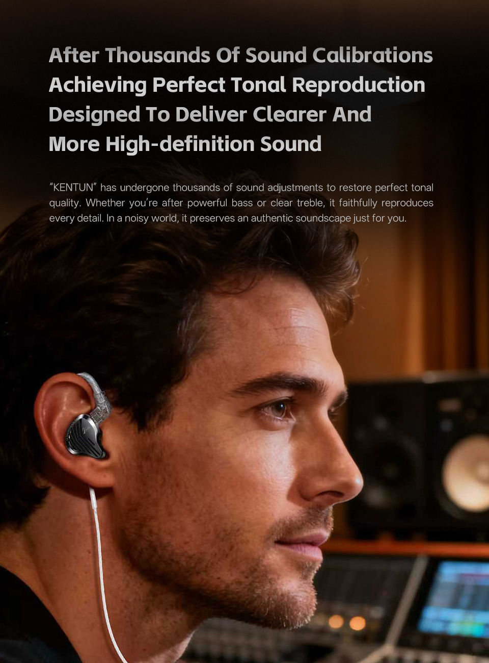 Thumbnail: GK KUNTEN Dynamic Drive Heavy Bass Earbuds HIFI Sports Metal Headphones Detachab