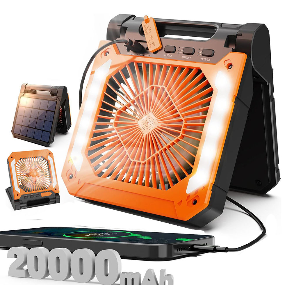 Thumbnail: Cordless Portable Electric Fan With Led Light Tent Car Camping Hook&USB&Solar Ch