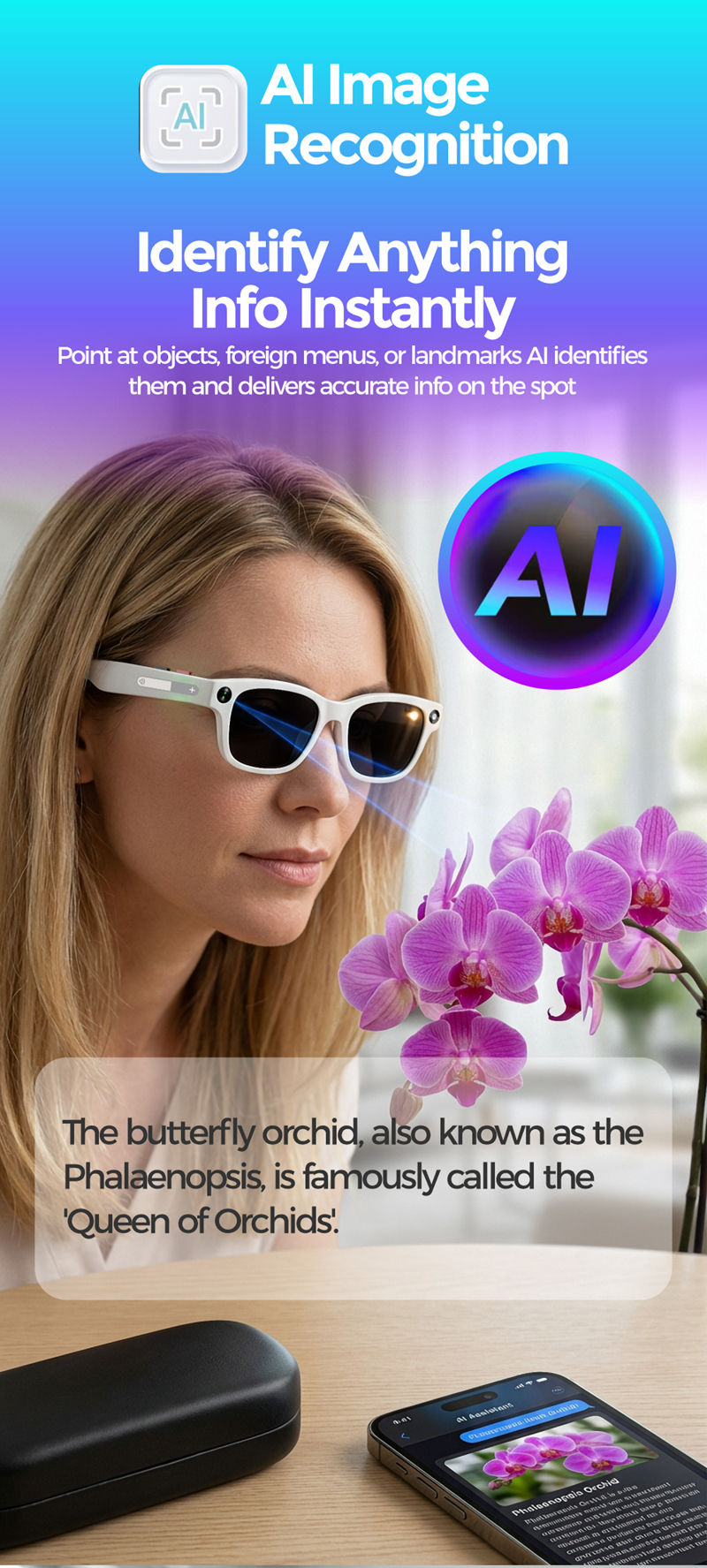 Thumbnail: Xiaomi for Men Women Ai Smart Glasses 8MP 4k HD Camera Glasses AI Wake-up Blueto