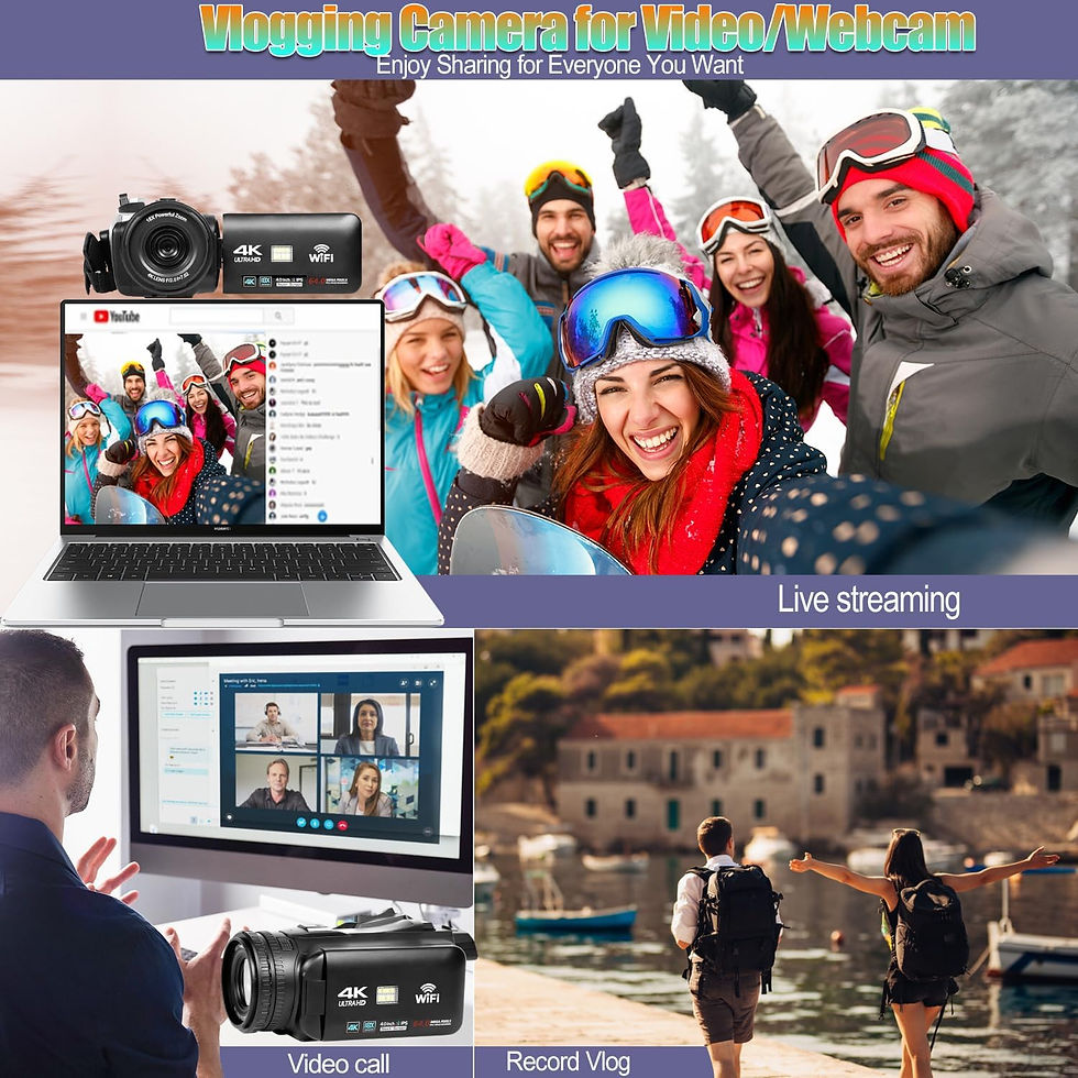 Thumbnail: 4K 60FPS Professional Camcorder for Photography 64MP WiFi Livestream Webcam Vide
