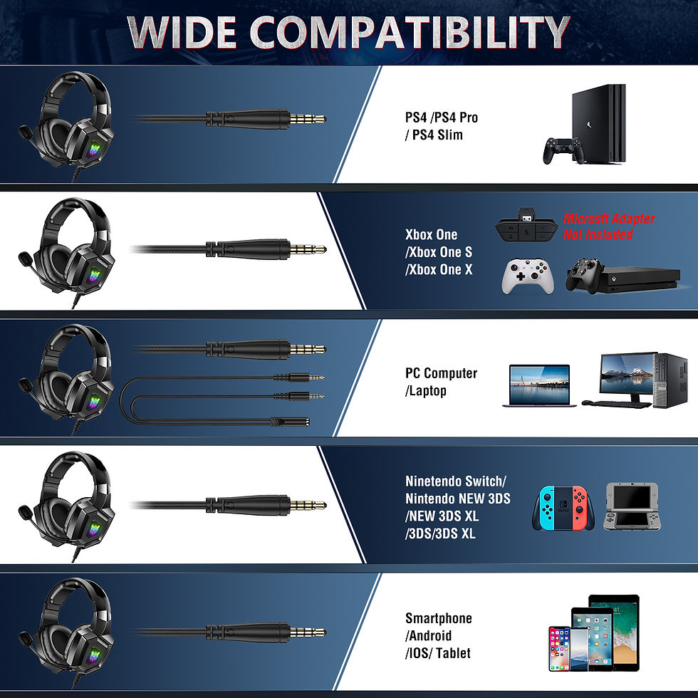 Thumbnail: ONIKUMA K8 Gaming Headphones with Flexible HD Mic RGB Light Surround Sound Over-