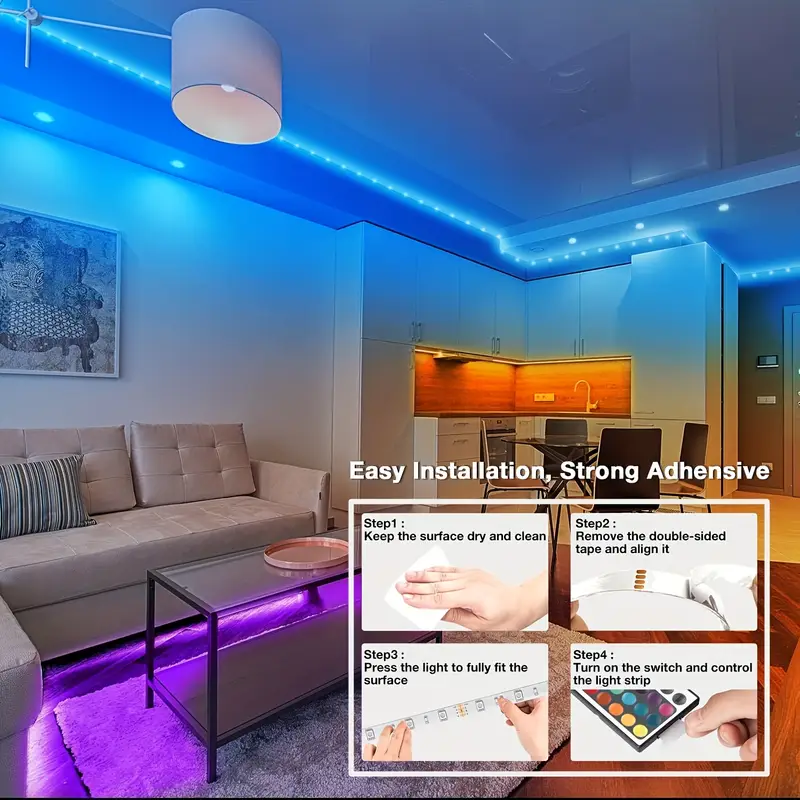 Thumbnail: RGB LED Strip Light 1-40m with Music Sync, 44-Key Remote & APP Control, 5V USB F