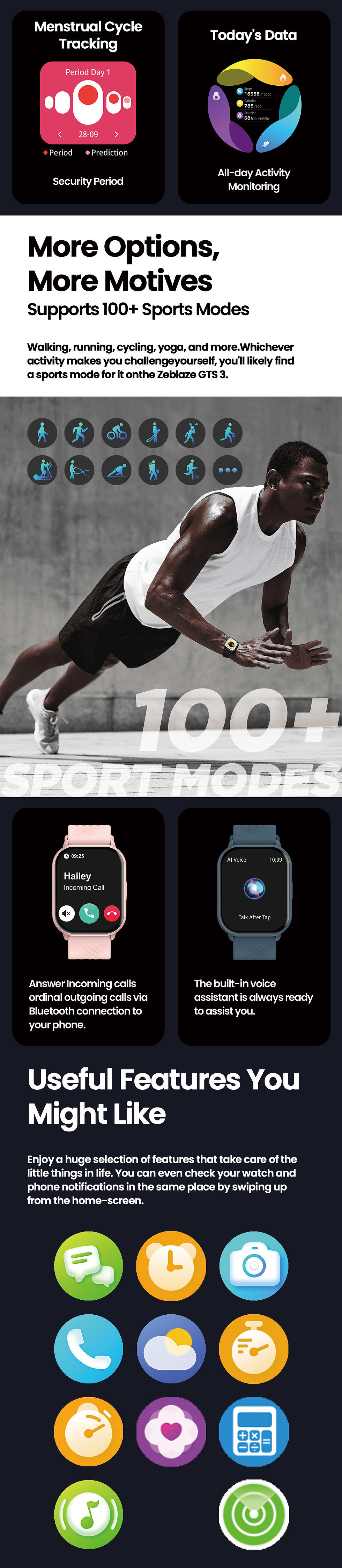 Thumbnail: New Zeblaze GTS 3 Voice Calling Smart Watch Ultra-big 2.03'' HD Screen 24H Healt