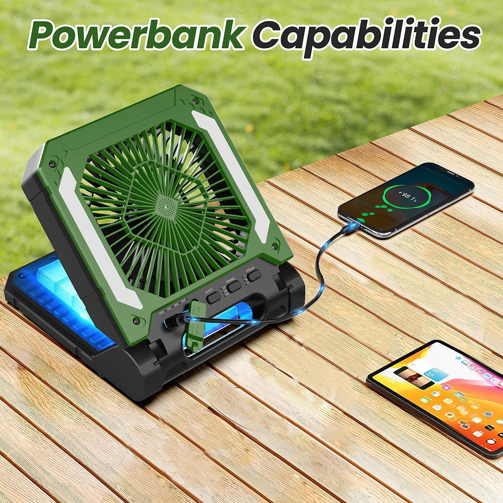 Thumbnail: Cordless Portable Electric Fan With Led Light Tent Car Camping Hook&USB&Solar Ch