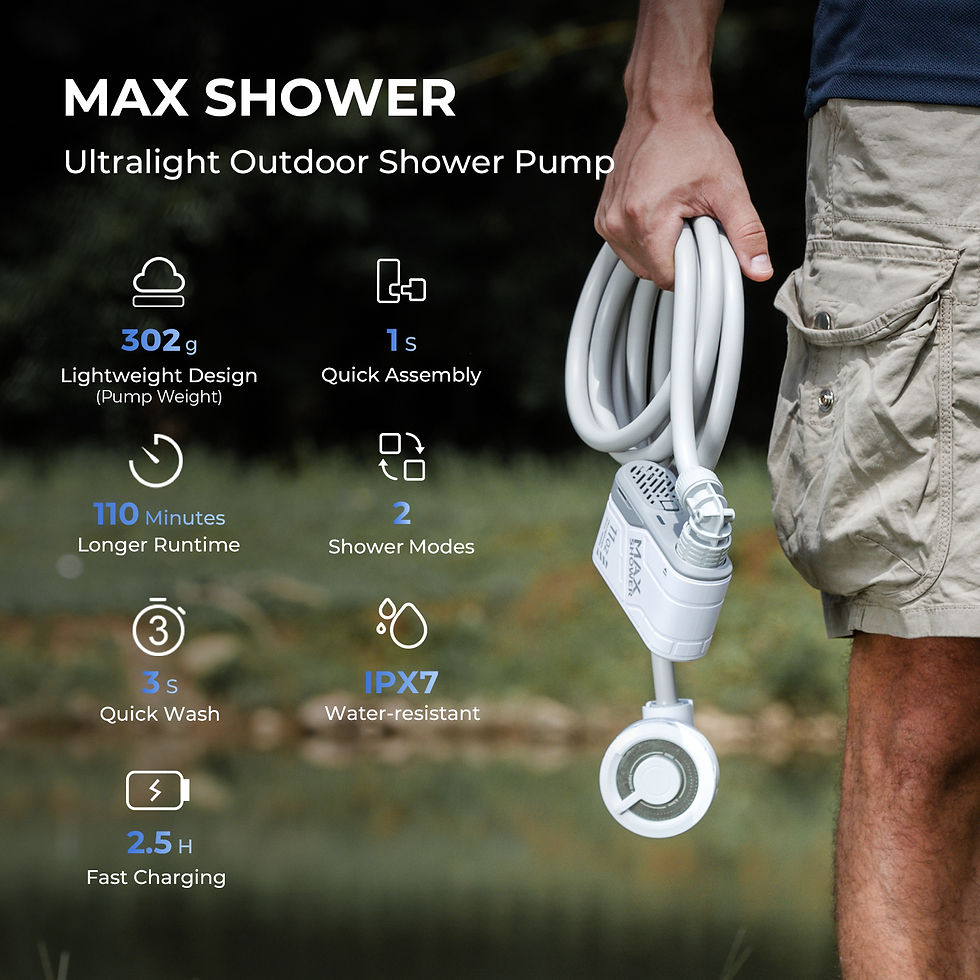 Thumbnail: FLEXTAIL MAX SHOWER - Portable Electric Shower Pump IPX7 Waterproof for Outdoor 
