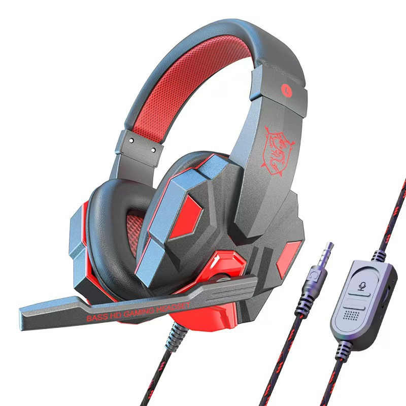 Thumbnail: HOMEFISH SY830MV RGB Gaming Headset with Microphone Over-Ear Wired Headphones Dr